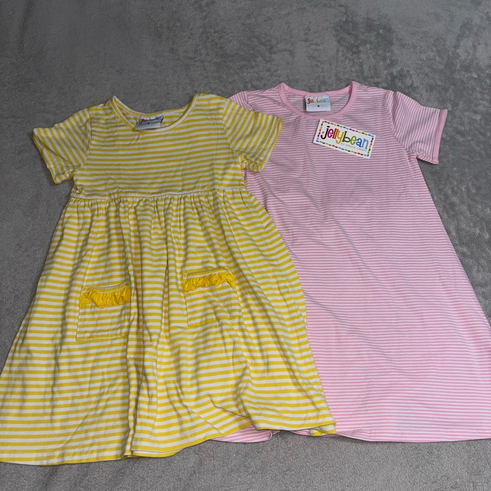 Kids Striped Dresses - Yellow and Pink jellybean brand